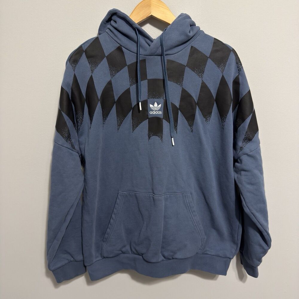 adidas Originals Hoodie Blue Trefoil Pullover Sweatshirt (Tagged S, Fits XL)